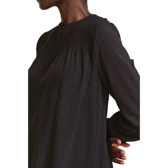 FAT FACE Black Viscose Button Back L/S Peasant Style "ELLEN" Tunic Sz 2 NWT - Picture 2 of 15